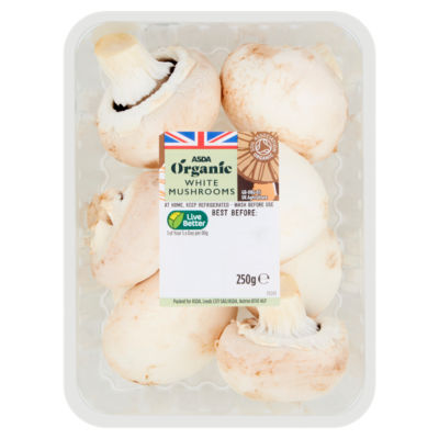 ASDA organic white mushrooms 250g - British product