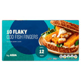ASDA flaky cod fish fingers breaded frozen - British product
