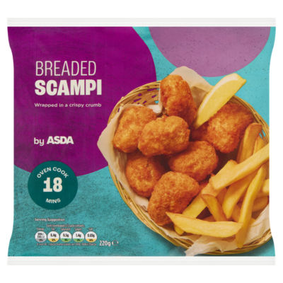 ASDA Breaded Scampi Frozen Crumb Coated Seafood 235g