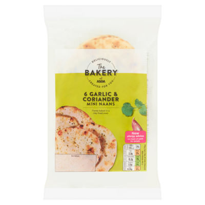 ASDA The Bakery Hvitløk & Koriander Mini Naanbrød 282g