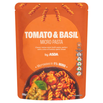 ASDA Tomato & Basil Microwave Fusilli Pasta 200g - British product