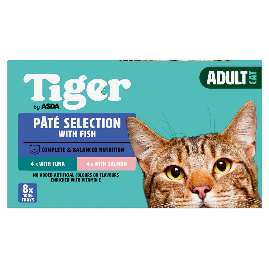 Tiger by ASDA Pate Selection With Fish Adult Cat Food 8x100g GOODS ASDA