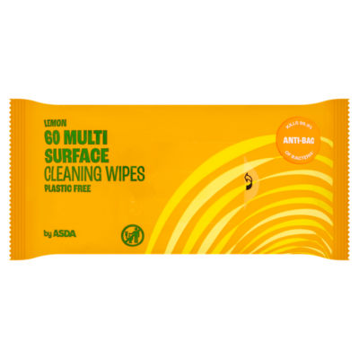 ASDA lemon antibacterial multi surface cleaning wipes 60 pack - British product