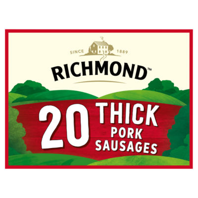 Richmond thick pork sausages 1024g, imported from the UK