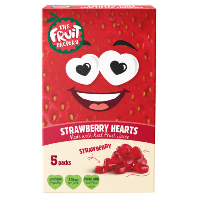 The Fruit Factory strawberry hearts fruit gums 100g (British brand)