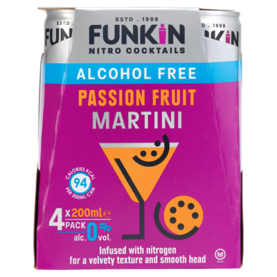 Funkin alcohol-free passion fruit martini 4x200ml canned cocktail - British product