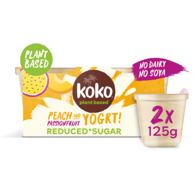 Koko dairy-free peach and passionfruit yogurt 2 x 125g, UK version