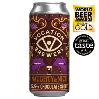 Vocation Naughty & Nice Chocolate Stout 440ml, imported from the UK