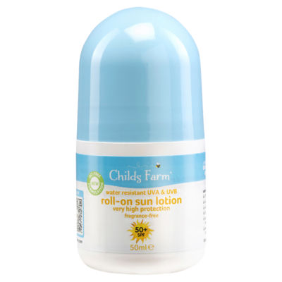Childs Farm kids roll-on sun lotion SPF 50+ fragrance-free 50ml - British product