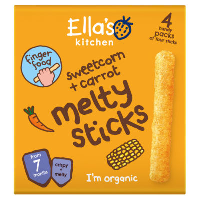 Ella's Kitchen sweetcorn and carrot melty sticks 24g - British product