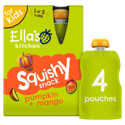 Ella's Kitchen Pumpkin + Mango Squishy Snack Organic Toddler Snack 4 x 100g
