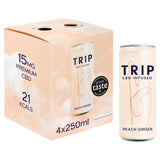 TRIP Peach Ginger CBD sparkling drink 4x250ml multipack (British brand)