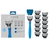 Harry's Men's Indigo Blue 5 Blade Razor and 10 Blades Manual Razor Set