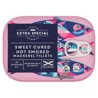 ASDA sweet cured hot smoked mackerel fillets 110g - British product
