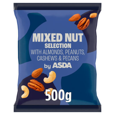 ASDA mixed nuts with almonds, peanuts, cashews, and pecans 500g - British product