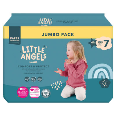 ASDA Little Angels Comfort & Protect Size 7 nappies 40 pack - British product