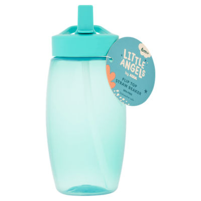 LITTLE ANGELS Flip Top Straw Beaker 420ml Baby Cup for 6+ Months