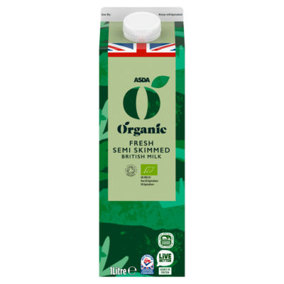 ASDA Organic Semi-Skimmed British Milk 1 Litre - British product