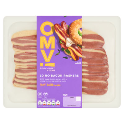 Plant Based Vegan Bacon Rashers 180g, imported from the UK