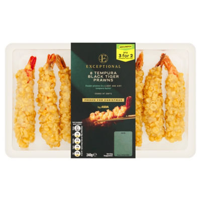 ASDA Exceptional black tiger prawns tempura 240g - British product