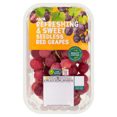 ASDA Fresh Seedless Red Grapes 500g - British product