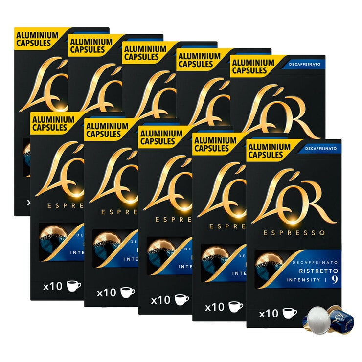 LOR Ristretto Decaf Nespresso Compatible Aluminium Coffee Capsules 100 Servings