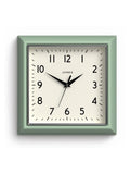 Jones Clocks green retro square wall clock, UK version
