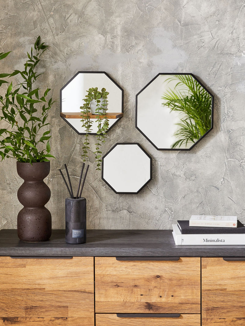 Bronx black set of 3 wall mirrors - British product