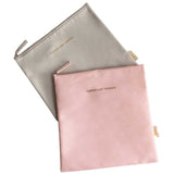 Danielle Creations Zip Slim Flat Cosmetic Bag Set Pink Grey
