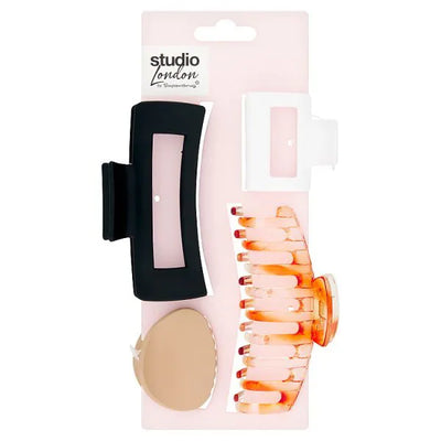 Studio London B Claw Clips Black & Nude Hair Clip 4 pack