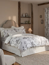 Grey/White 100% Cotton Floral Duvet Cover and Pillowcase Set