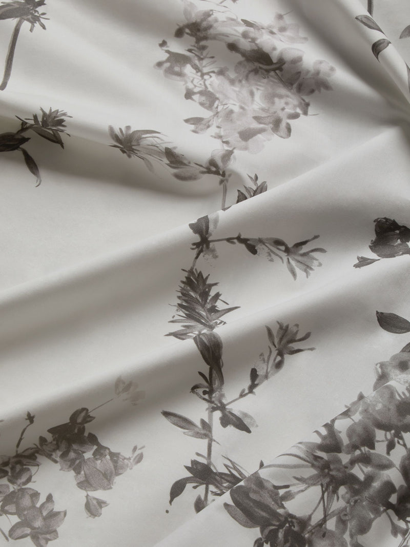 Grey/White floral duvet cover and pillowcase set - British product
