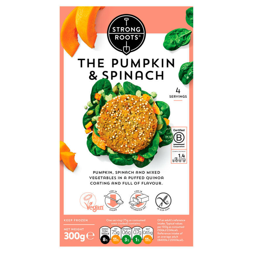 Strong Roots The Pumpkin & Spinach Burger 300g GOODS ASDA