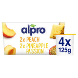Alpro peach and pineapple-passion fruit yoghurt alternative multipack 4x125g - British product