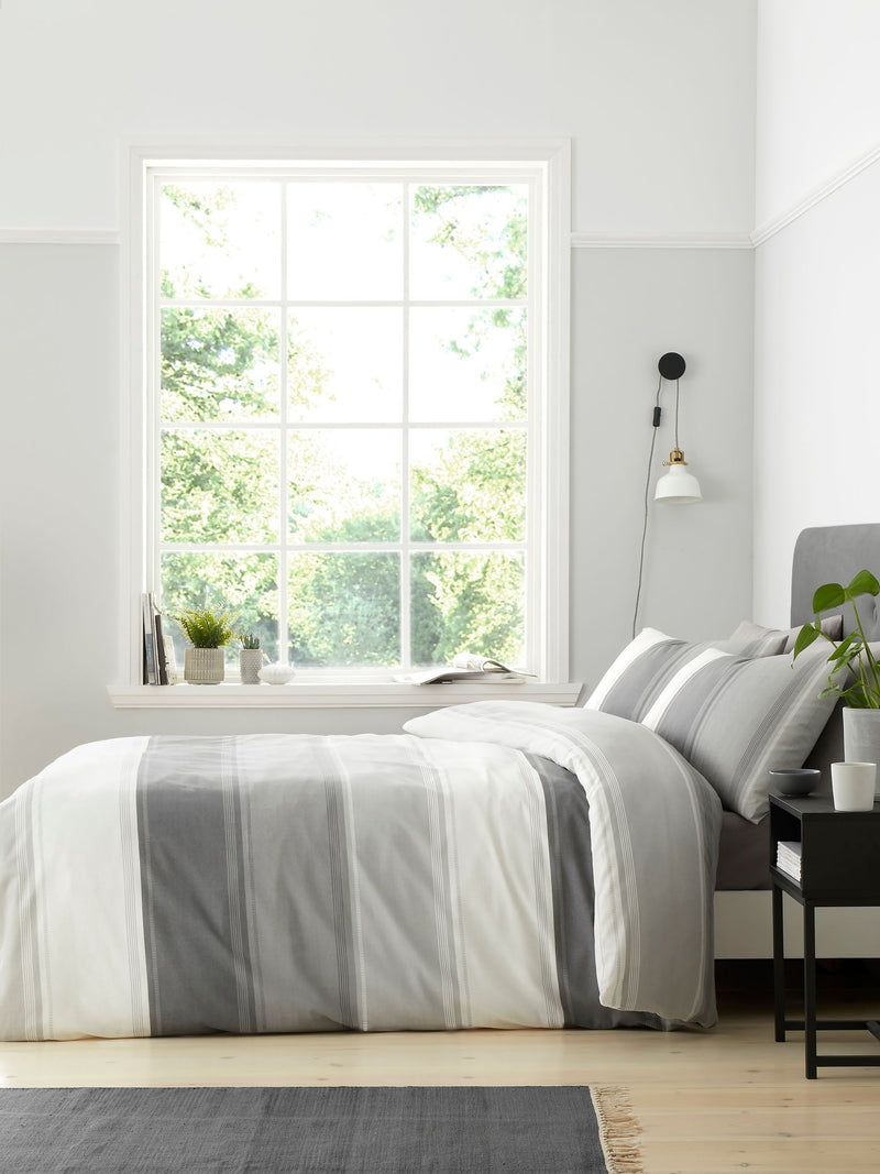 Fusion Grey Betley duvet cover and pillowcase set - British product