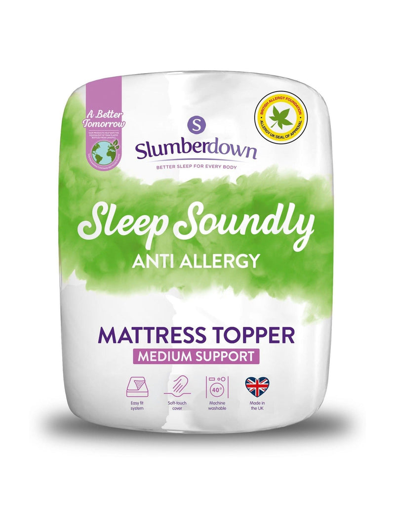 Slumberdown White Sleep Soundly Anti Allergy Mattress Topper 3cm (British brand)