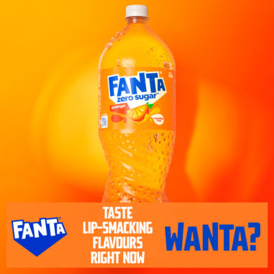 Fanta Orange Zero sugar free fizzy drink 2L - British product
