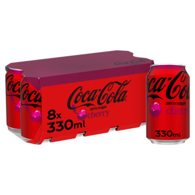 Coca-Cola Zero Sugar Cherry soft drink 8 x 330ml - British product