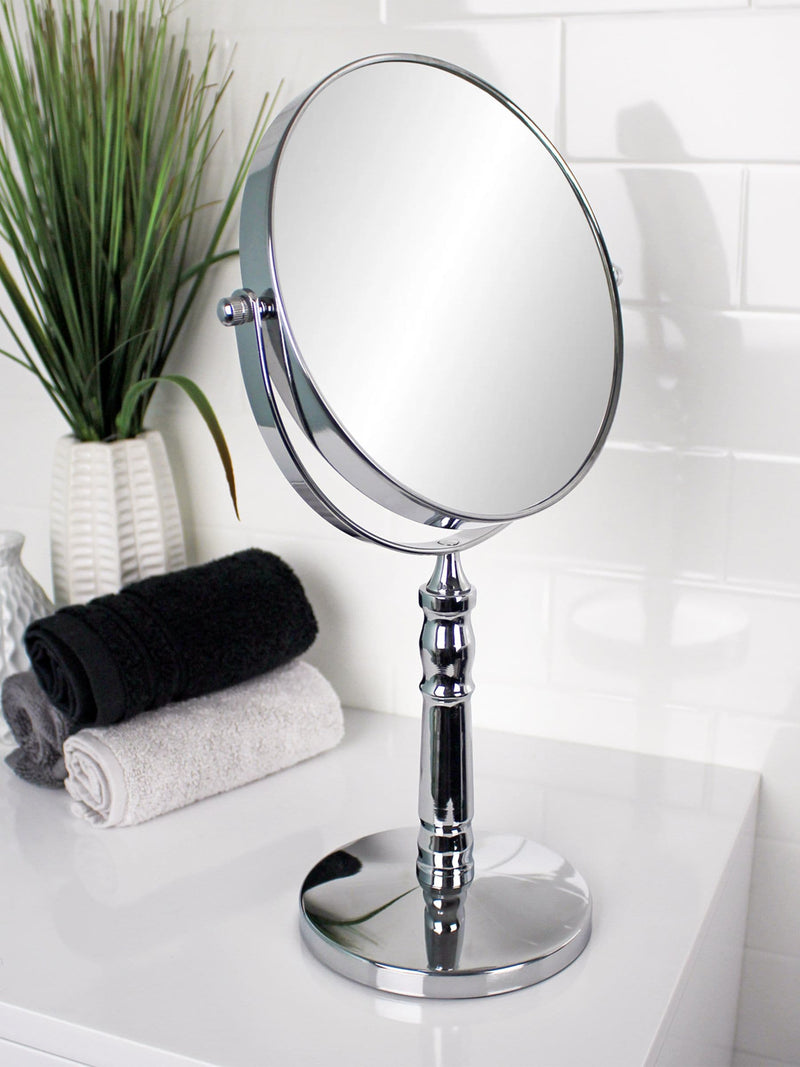 Showerdrape Chrome Vanity Mirror Round 5x Magnification Reversable Rho