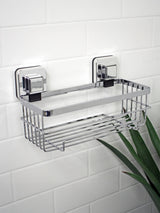 Showerdrape Chrome Suction Wall Mounted Bottle Basket Pushloc Shower Caddy
