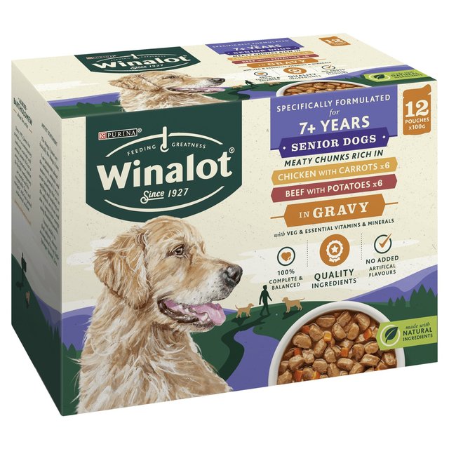 Winalot Meaty Chunks Senior Mixed in Gravy Wet Dog Food 12 x 100g GOODS M&S
