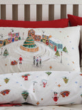 Catherine Lansfield Natural Christmas Town reversible duvet cover set - British product