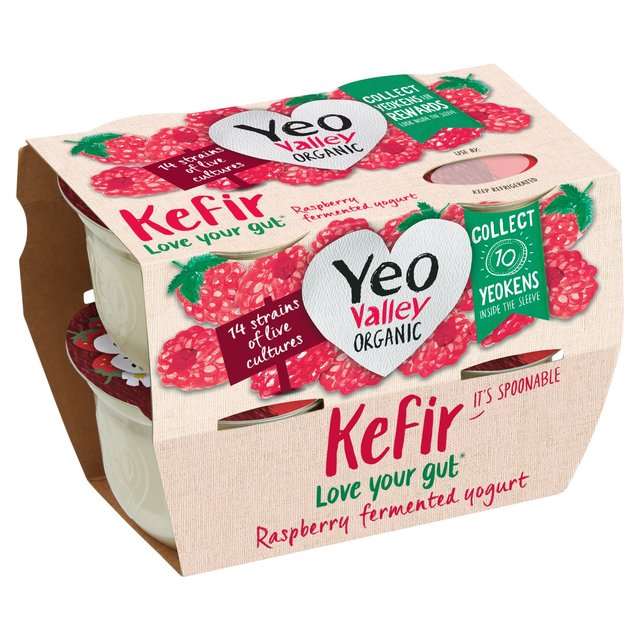 Yeo Valley Organic Raspberry Kefir Yogurt 4 x 100g GOODS M&S