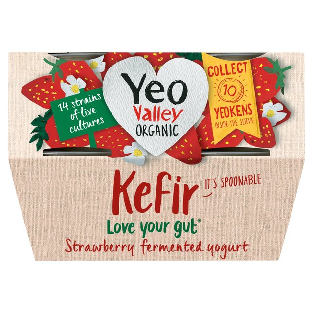 Yeo Valley Organic Strawberry Kefir Yogurt 4 x 100g GOODS M&S