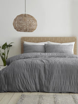 Catherine Lansfield Grey Seersucker Easy Care Duvet Cover Set