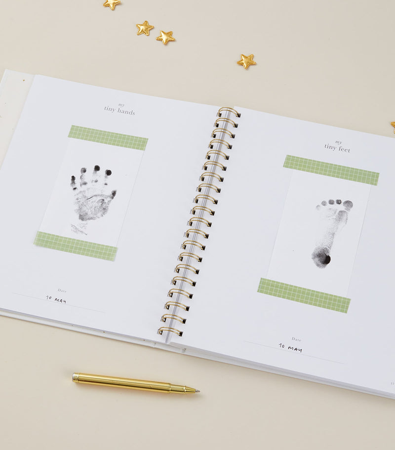 Blush and Gold safari baby memory book - British product