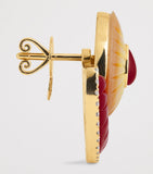 Small Yellow Gold, Diamond, and Mother-of-Pearl Fan Earrings