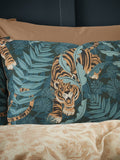 Catherine Lansfield Green Tropic Tiger Leaf Reversible Duvet Cover Set - British product