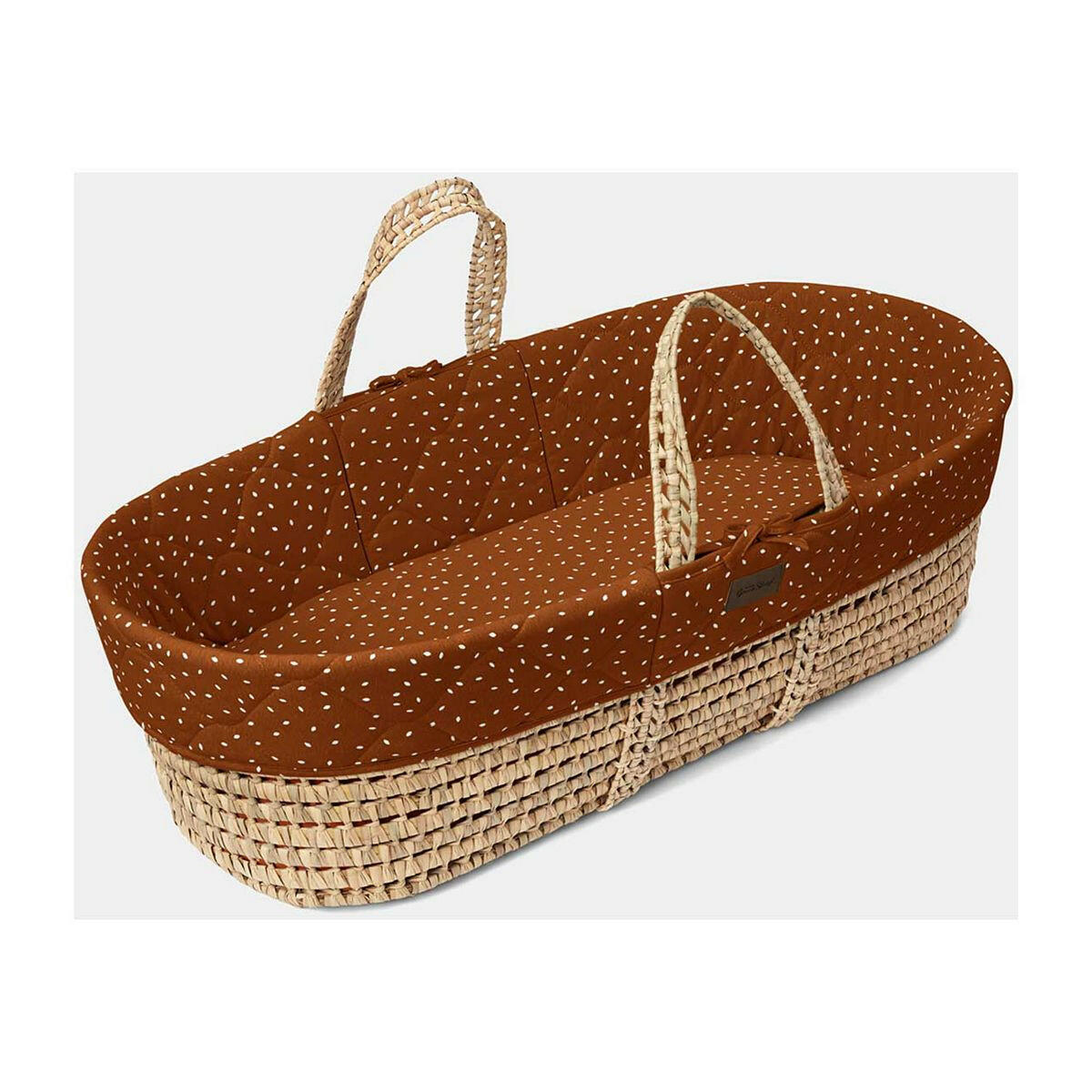The Little Green Sheep Moses Basket and Rocking Stand Bundle - Quilted Terracotta Rice GOODS Boots
