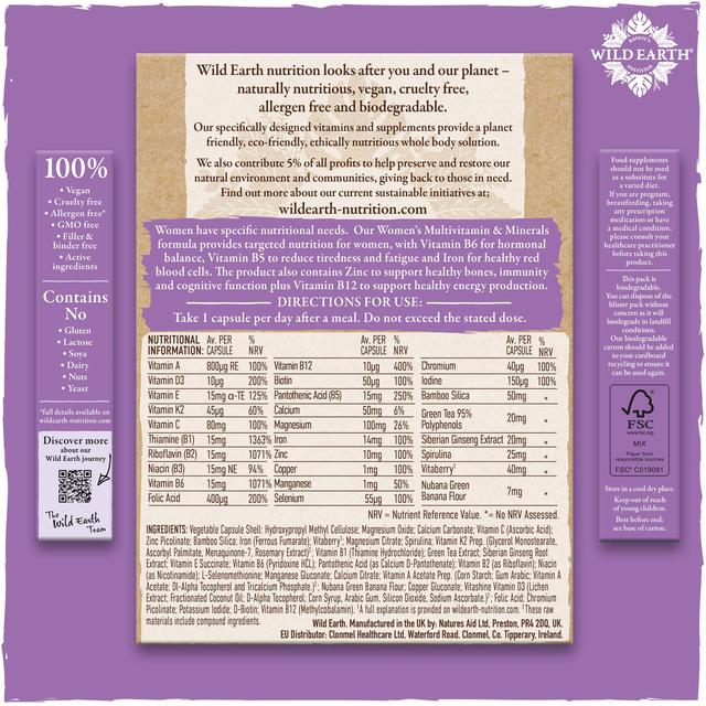 Wild Earth Multivitamins & Minerals for Women 30 per pack GOODS M&S